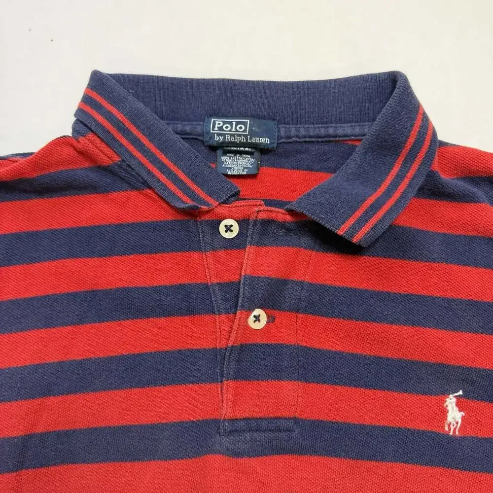 Polo Ralph Lauren Rugby Polo Long Sleeve Boys Size XL 20 Red Blue Striped